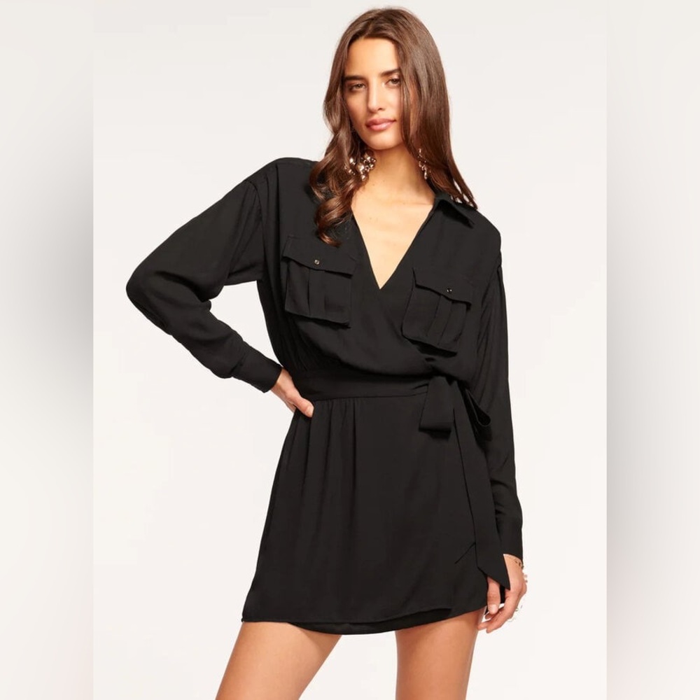 Ramy Brook Black Long Sleeve Plunge Sundress